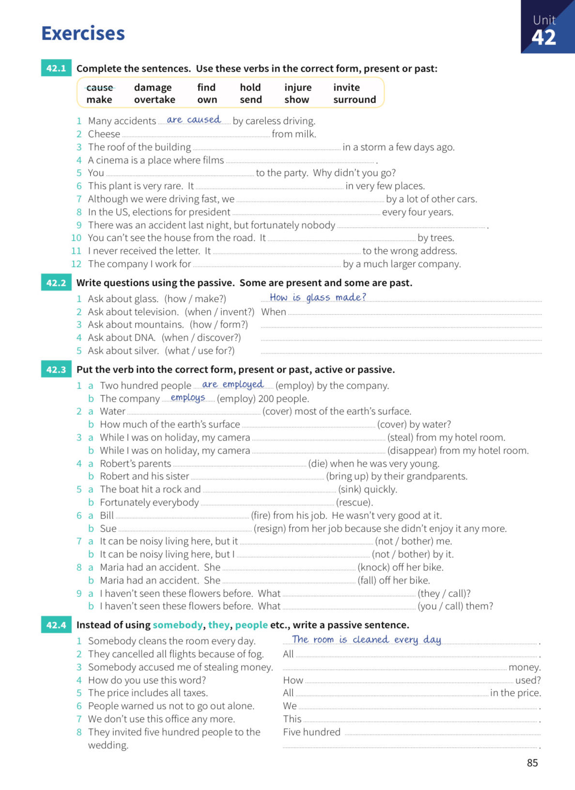 421 Complete the sentences Use these verbs | StudyX