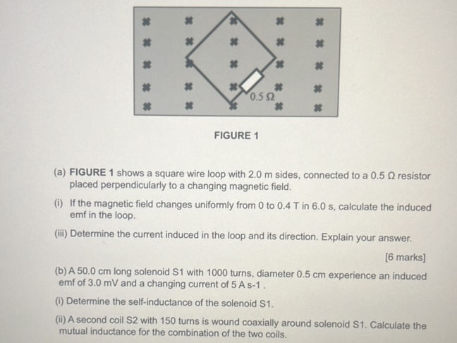 (a) FIGURE 1 shows a square wire loop with | StudyX