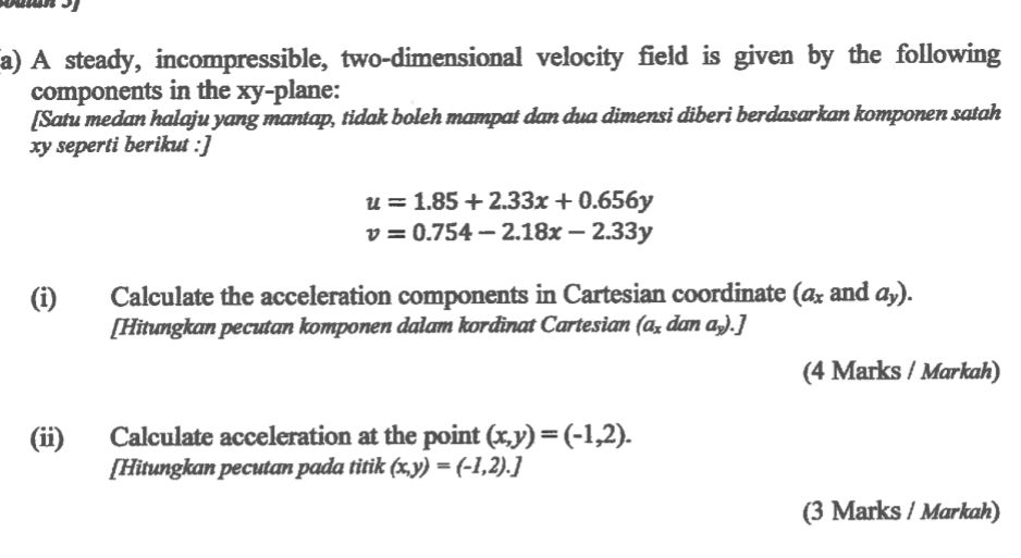 a) A steady incompressible two-dimensional | StudyX