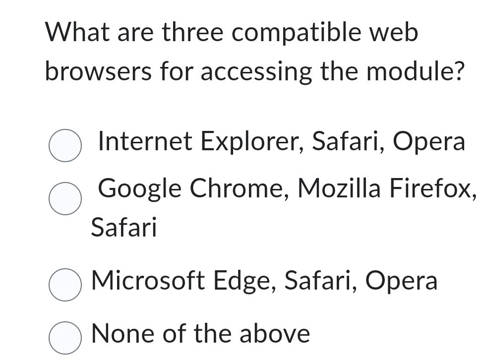 What are three compatible web browsers for | StudyX