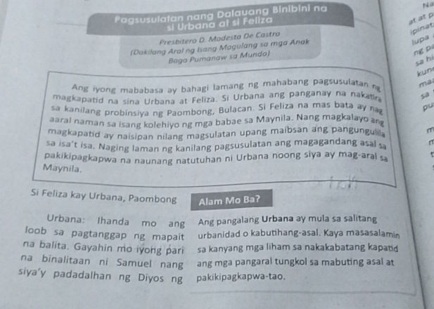 Pagsusulatan nang Dalauang Binibini na si | StudyX