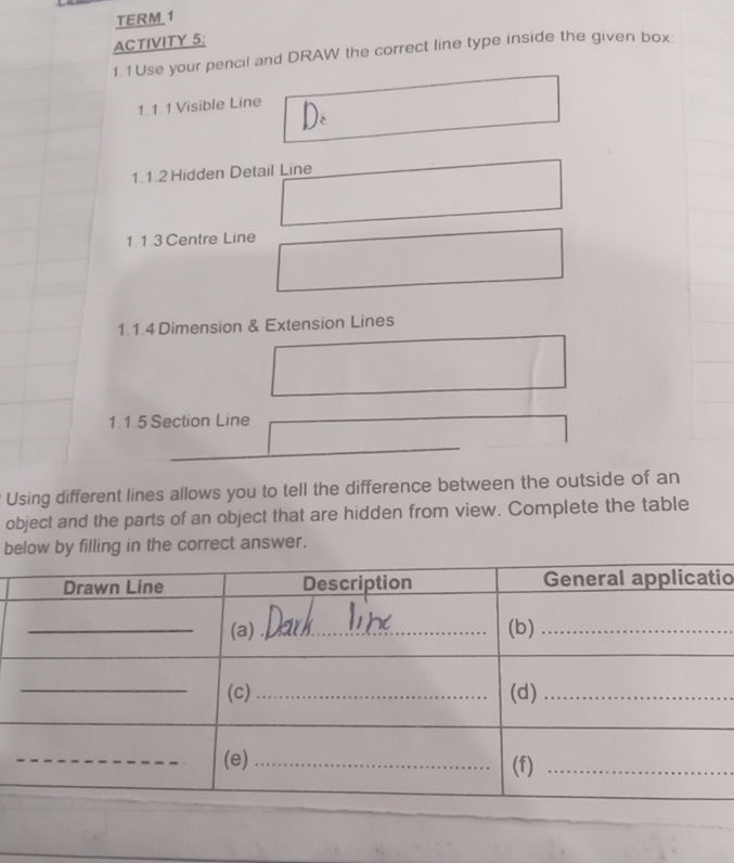 1.1 Use your pencil and DRAW the correct