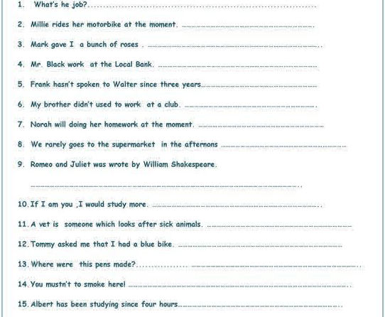 Using Commas After Prepositions What's he job? 2. Millie rides her motorbike