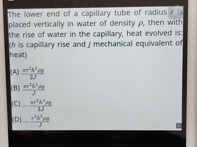 The lower end of a capillary tube of radius | StudyX