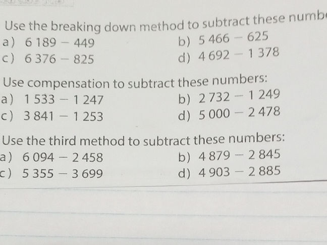 Third Method Use the breaking down method to subtract