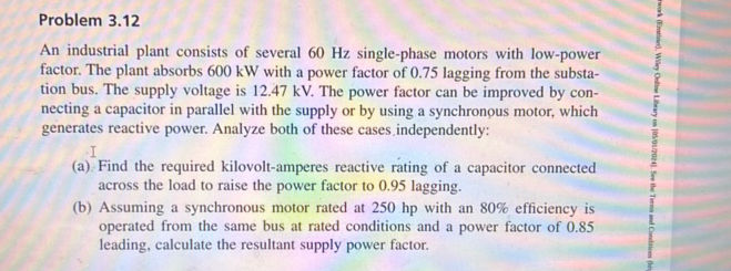 Problem 3.12 An industrial plant consists of