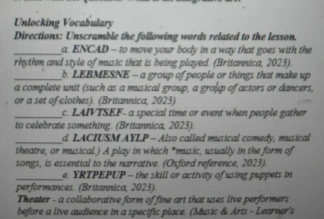 Unlocking Vocabulary Directions Unscramble | StudyX