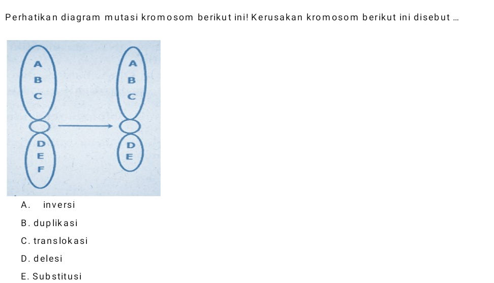 Perhatikan diagram mutasi kromosom berikut | StudyX