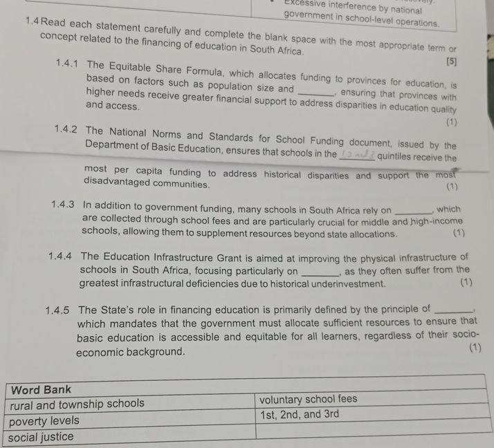 1.4 Read each statement carefully and | StudyX