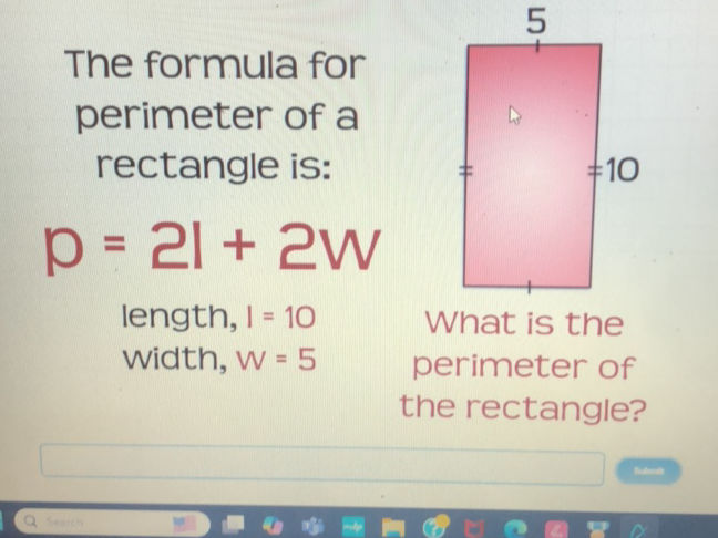 The formula for perimeter of a rectangle is | StudyX