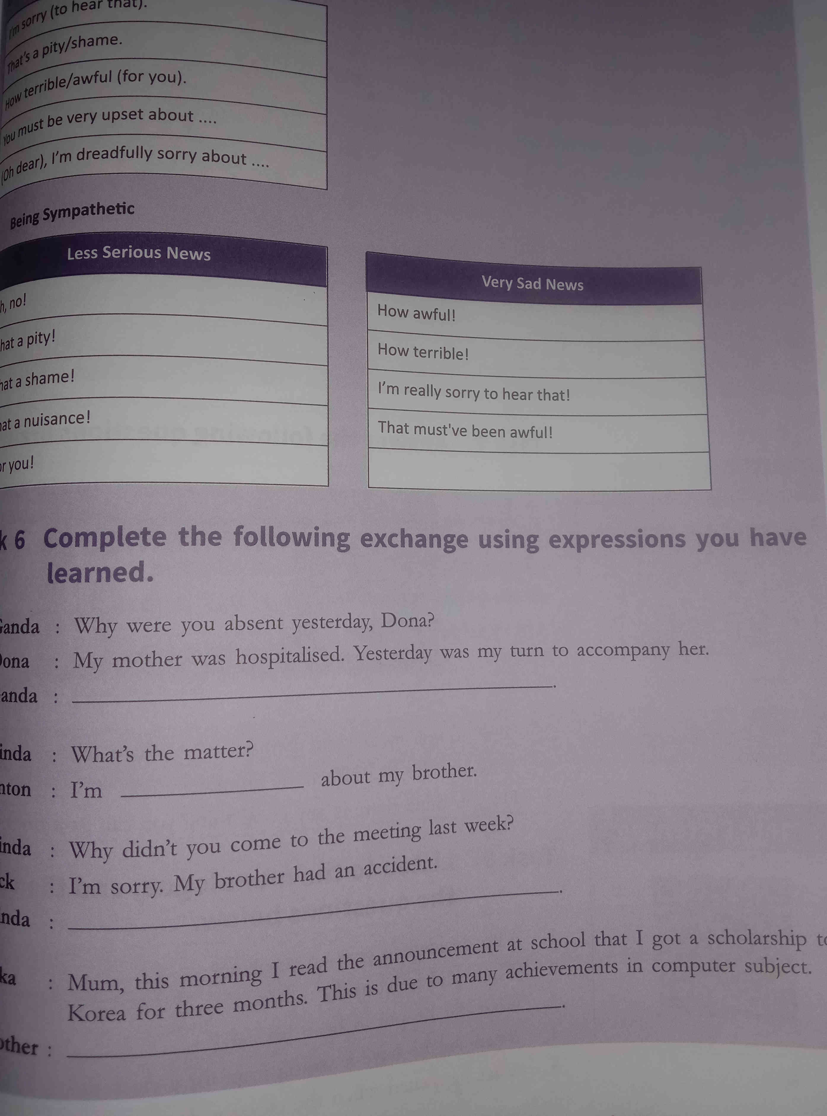 Complete the following exchange using | StudyX