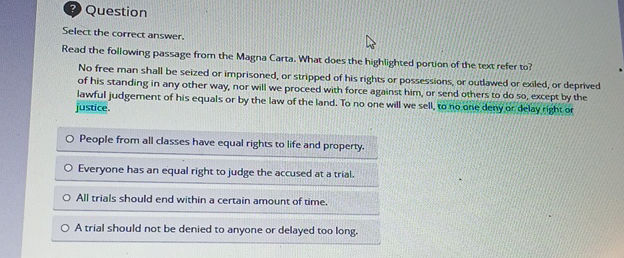 Select the correct answer Read the following