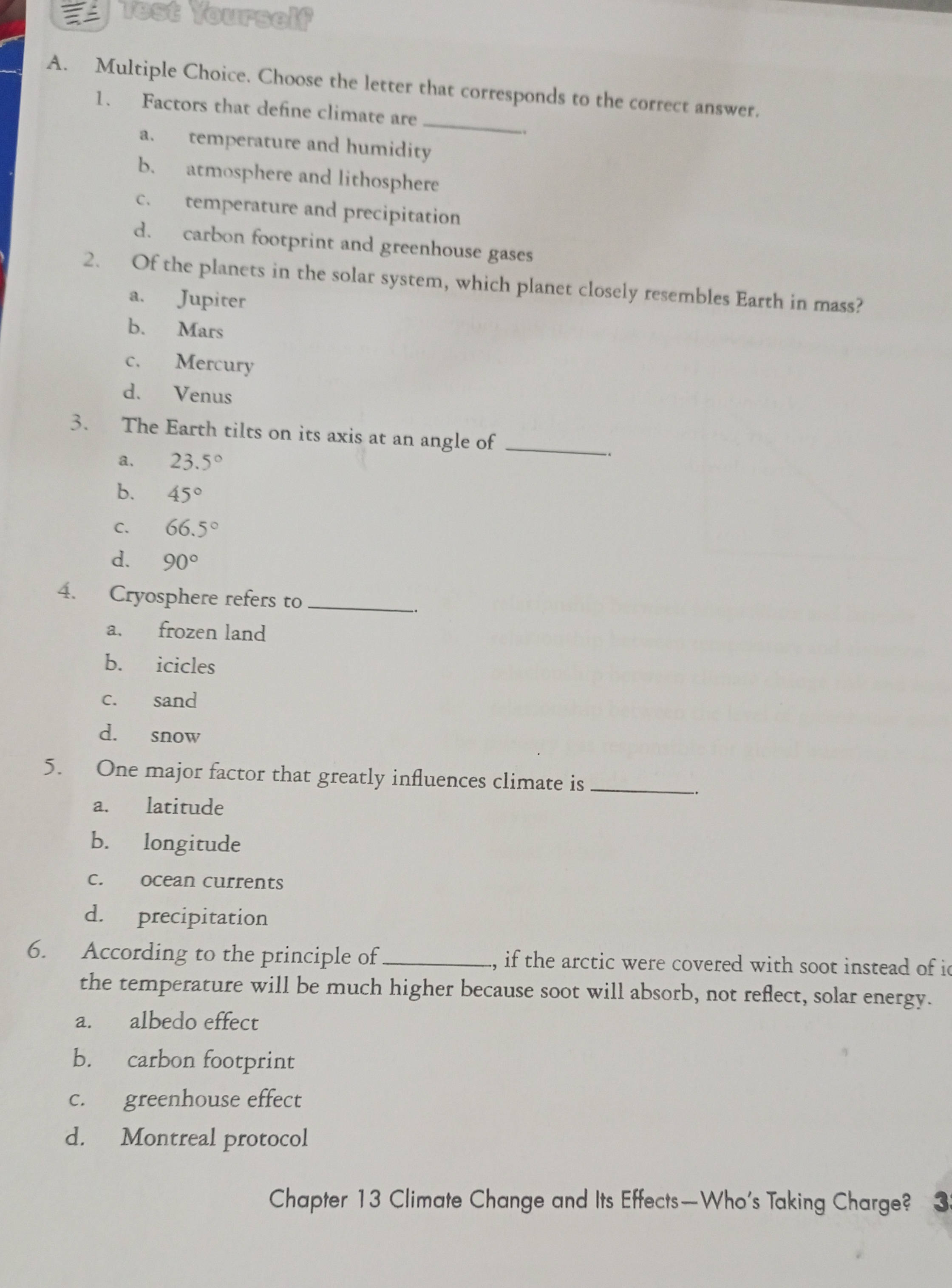 Test Yourself A Multiple Choice Choose the | StudyX