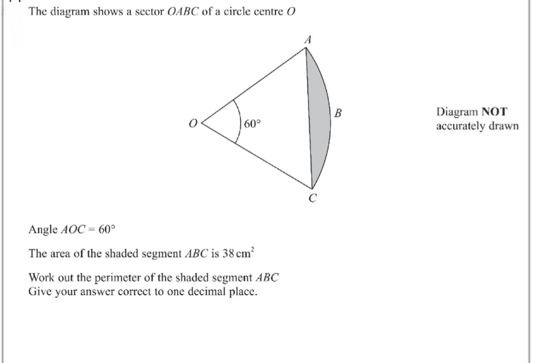 Math Geometry Segment Abc The diagram shows a sector OABC of a circle