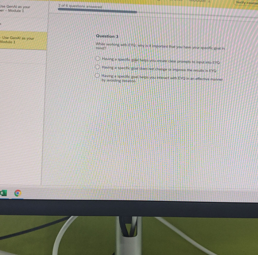 Question 3 While working with EYQ, why is it