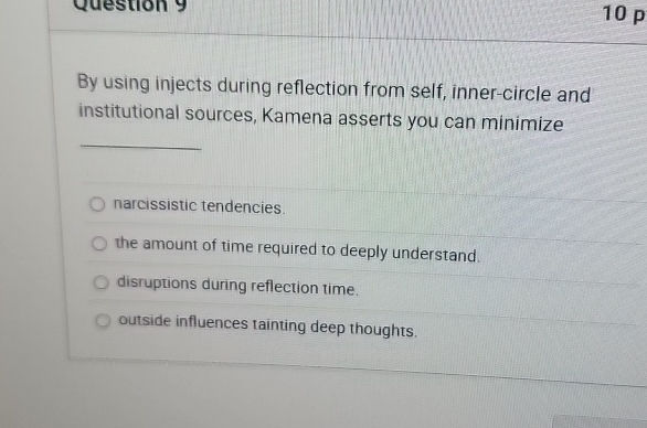 By using injects during reflection from self