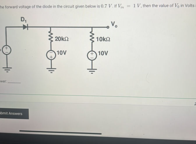 The forward voltage of the diode in the | StudyX