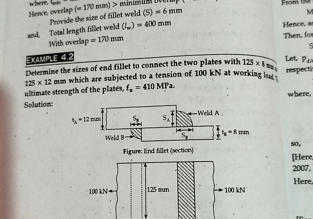 EXAMPLE 42 Determine the sizes of end fillet | StudyX