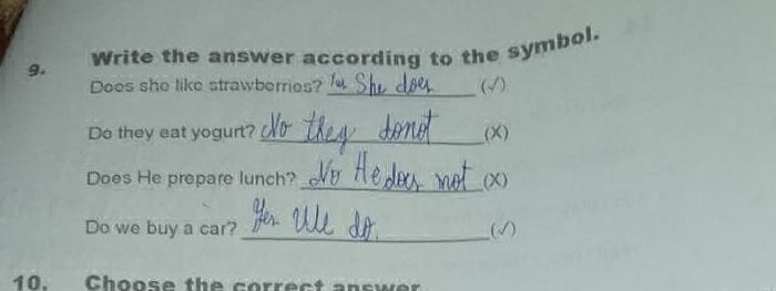 They Answer 9 Write the answer according to the symbol | StudyX