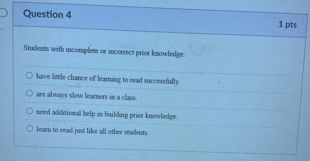 Incomplete Process Knowledge Question 4 Students with incomplete or | StudyX
