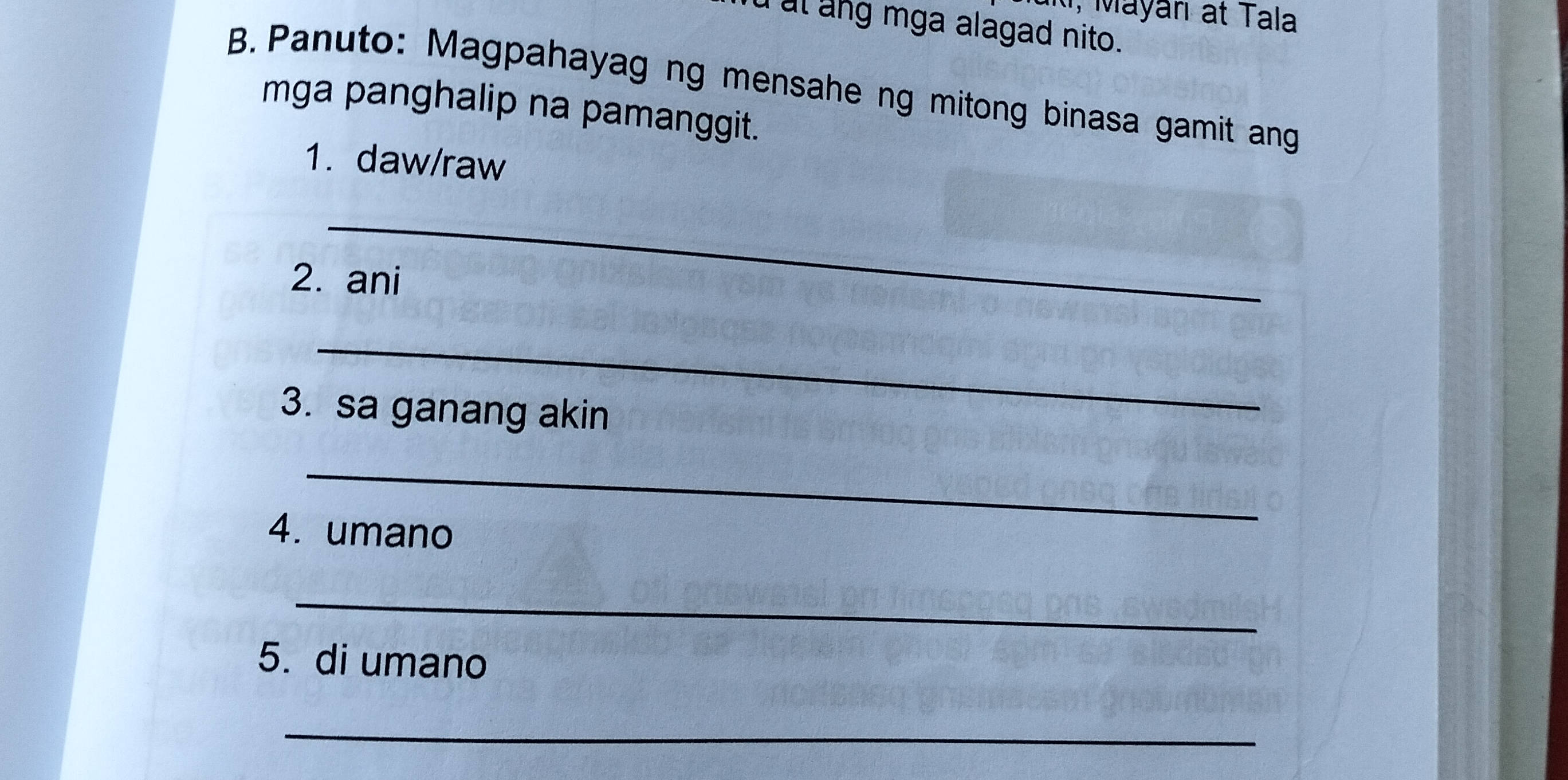 Mitong B Panuto Magpahayag ng mensahe ng mitong