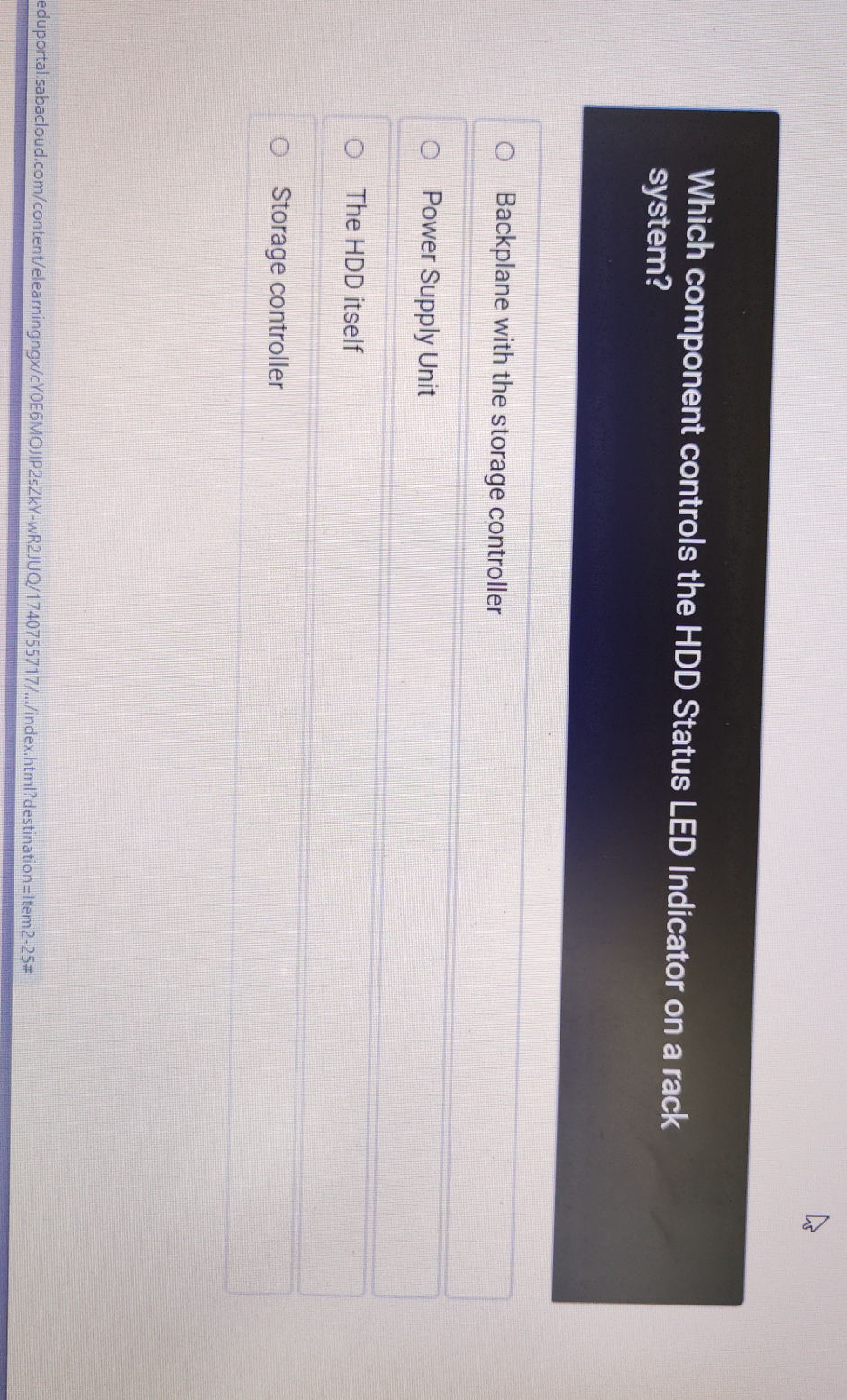 Which component controls the HDD Status LED | StudyX