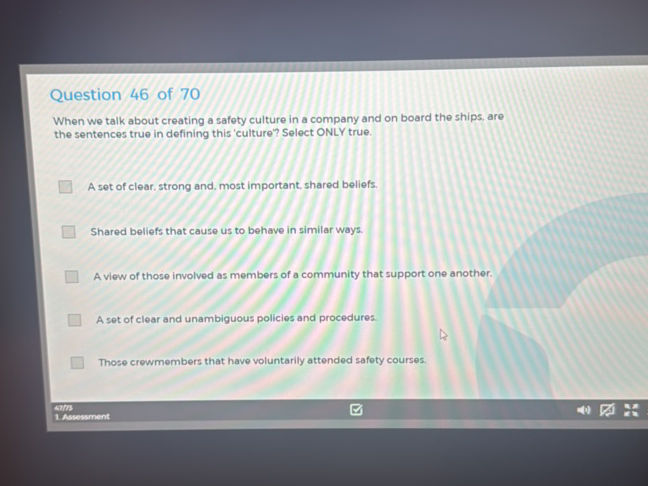 Question 46 of 70 When we talk about