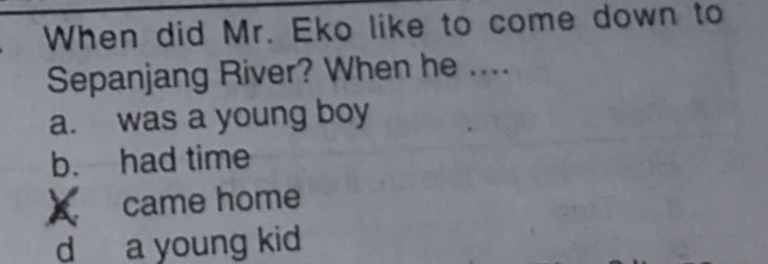 When did Mr Eko like to come down to | StudyX