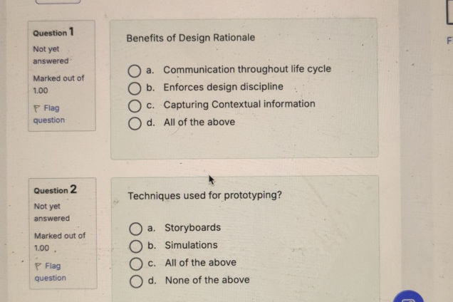 Question 1 Benefits of Design Rationale a | StudyX