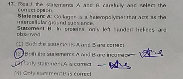17. Read the statements A and B carefully | StudyX