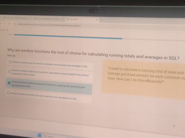 Window Function Property Why are window functions the tool of choice | StudyX