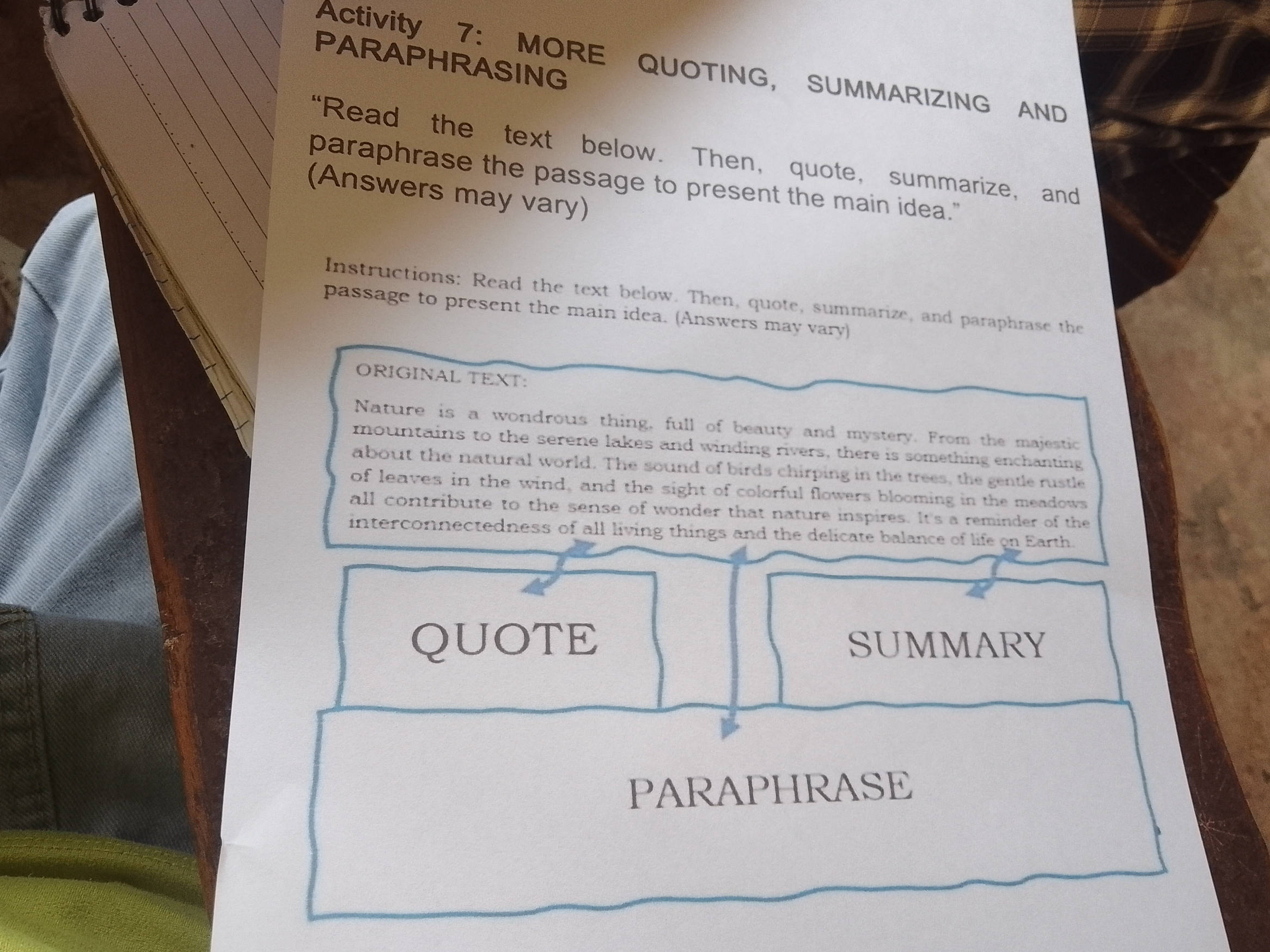 Activity 7: MORE QUOTING, SUMMARIZING AND | StudyX