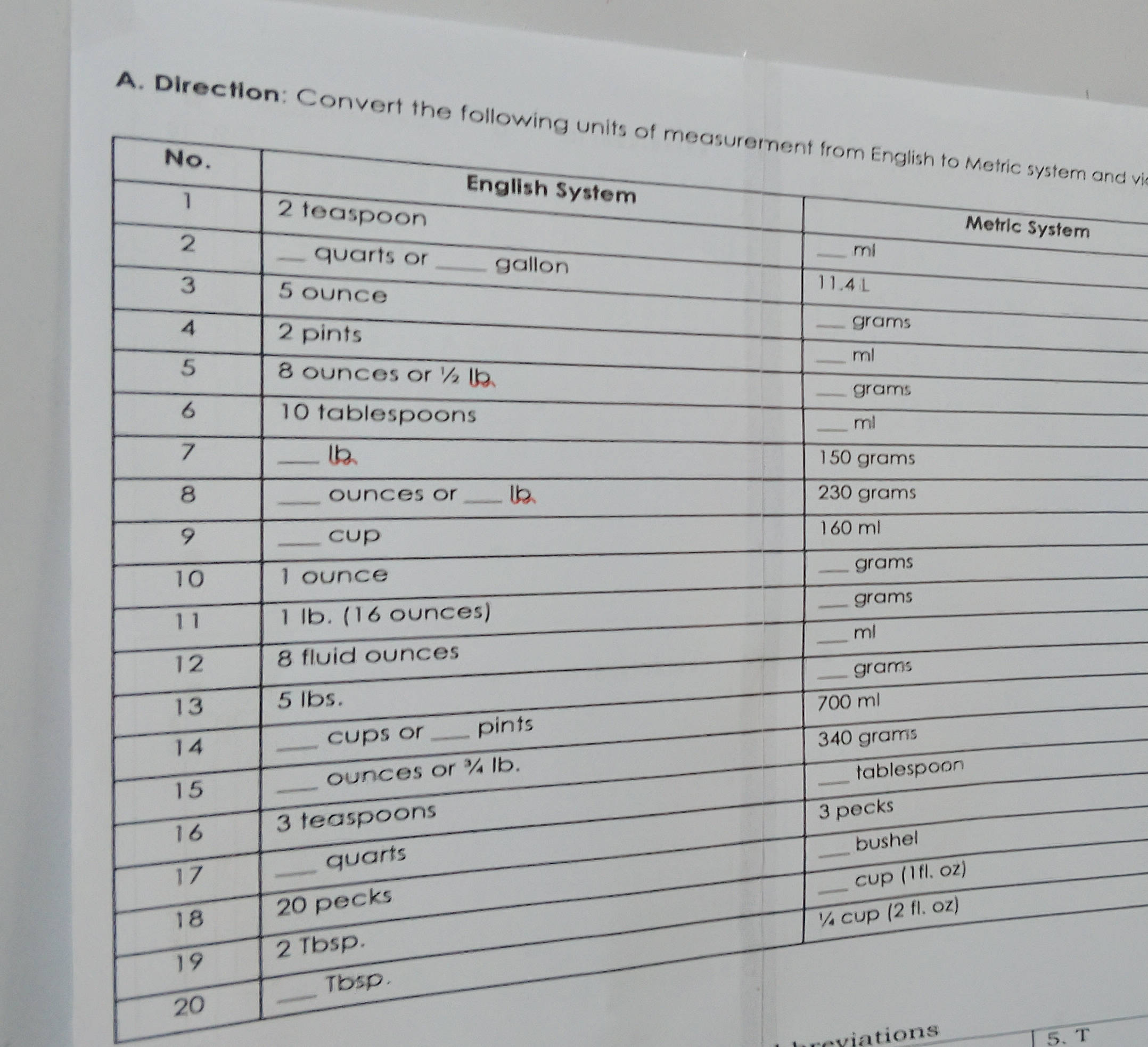 Vice Unit Problems A Direction Convert the following units of | StudyX