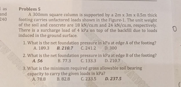 Square Column Math Problem Problem 5 A 300mm square column is supported