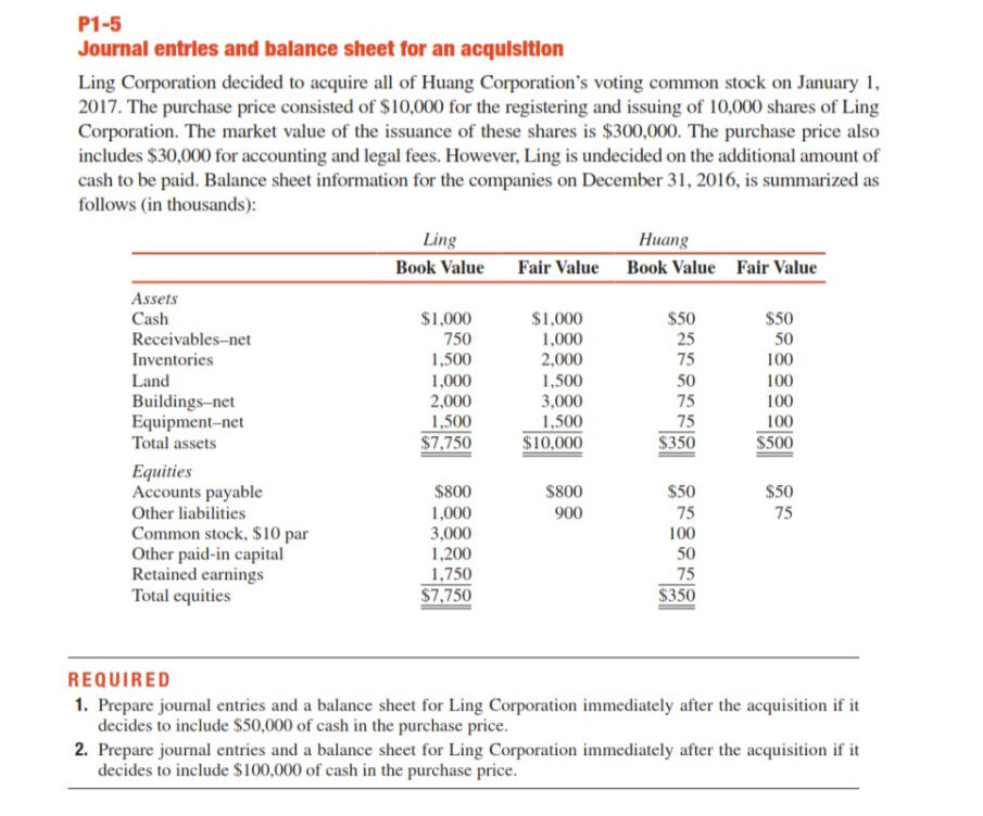 P1-5 Journal entries and balance sheet for | StudyX