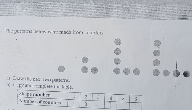 The patterns below were made from counters. | StudyX