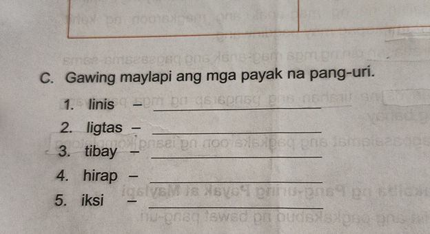 C Gawing maylapi ang mga payak na pang-uri 1 | StudyX