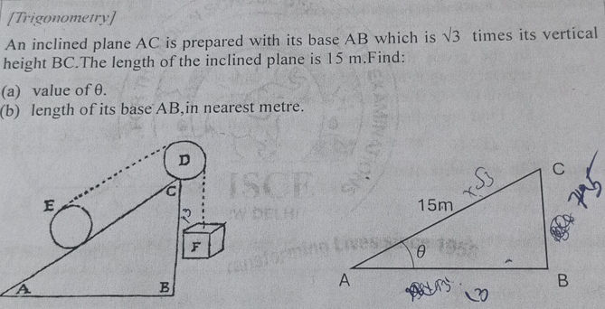 [Trigonometry] An inclined plane AC is
