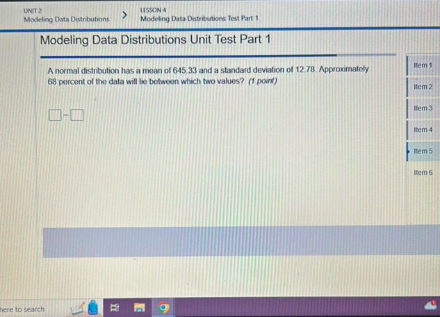 Modeling Data Distributions Unit Test Part 1