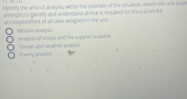 Identify the area of analysis within the