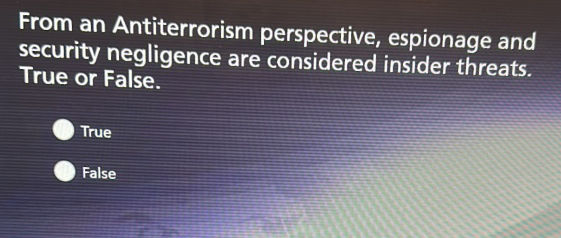From an Antiterrorism perspective, espionage | StudyX