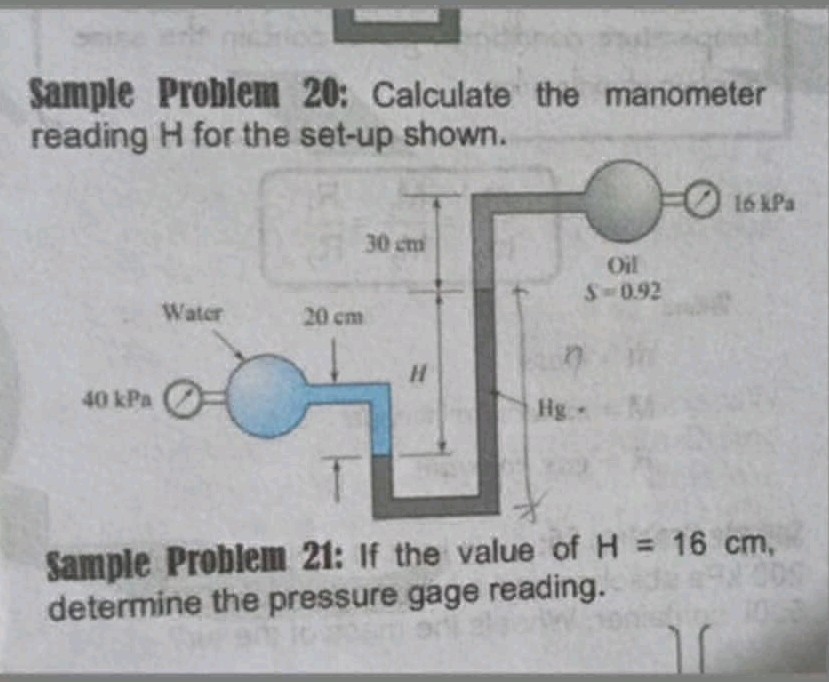 Sample Problem 20: Calculate the manometer | StudyX