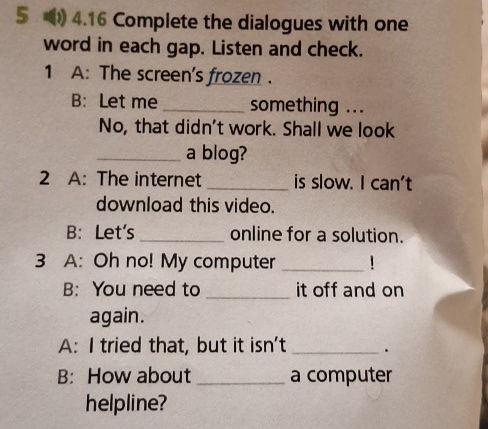 5) 416 Complete the dialogues with one word | StudyX