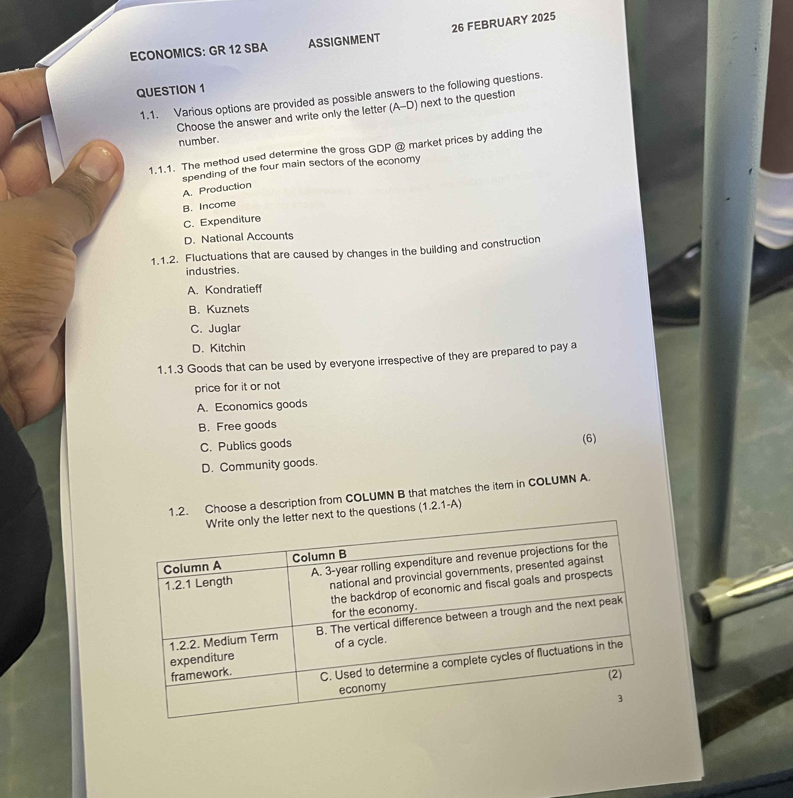 ECONOMICS: GR 12 SBA ASSIGNMENT 26 FEBRUARY | StudyX