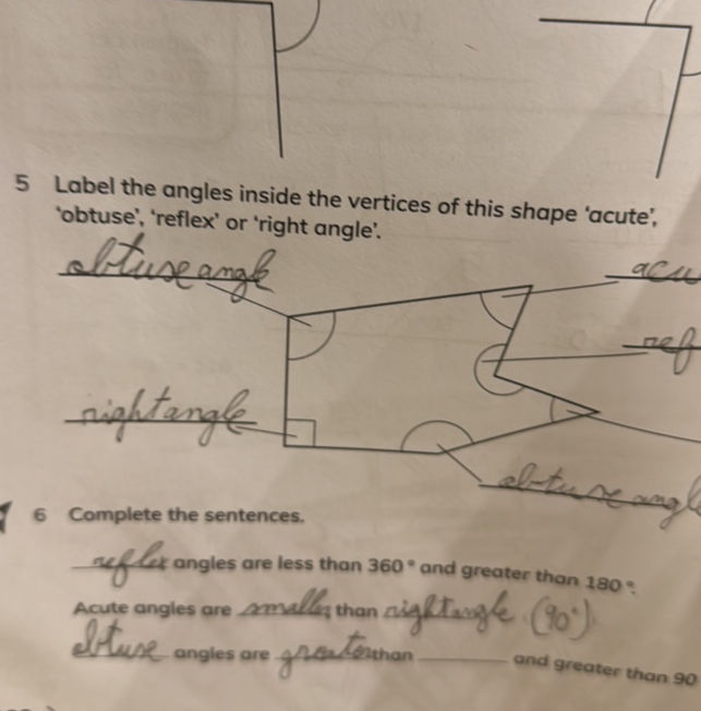5 Label the angles inside the vertices of | StudyX