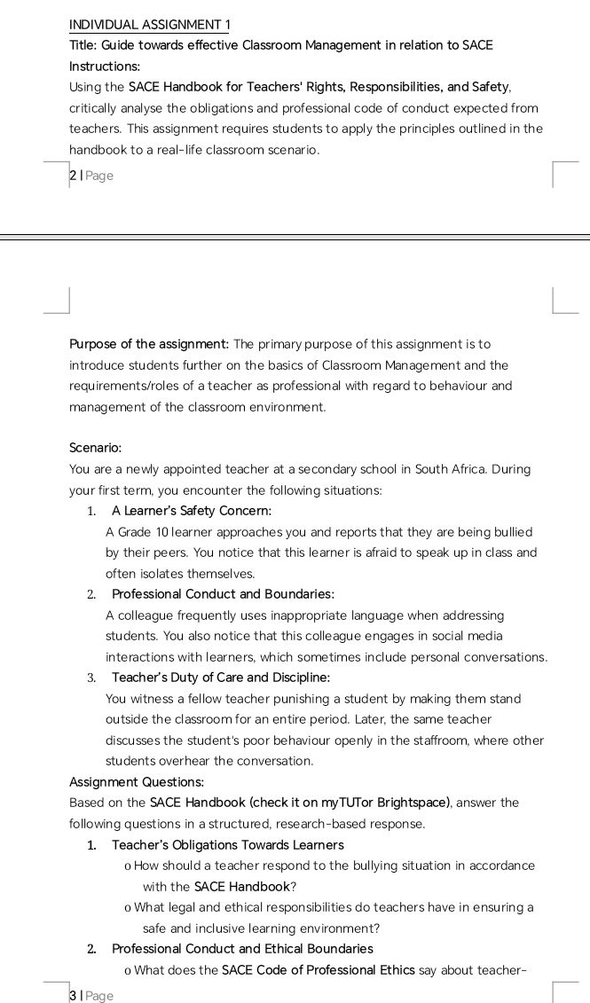 Based on the SACE Handbook (check it on