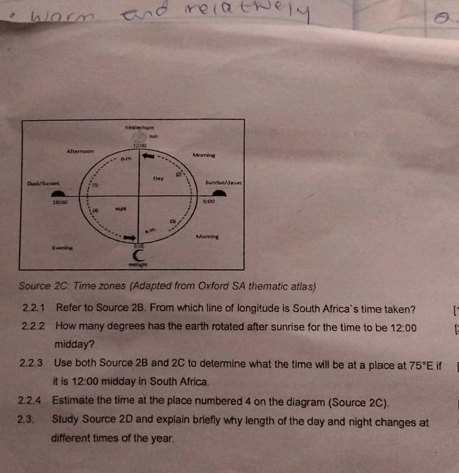Source 2C Time zones (Adapted from Oxford SA | StudyX