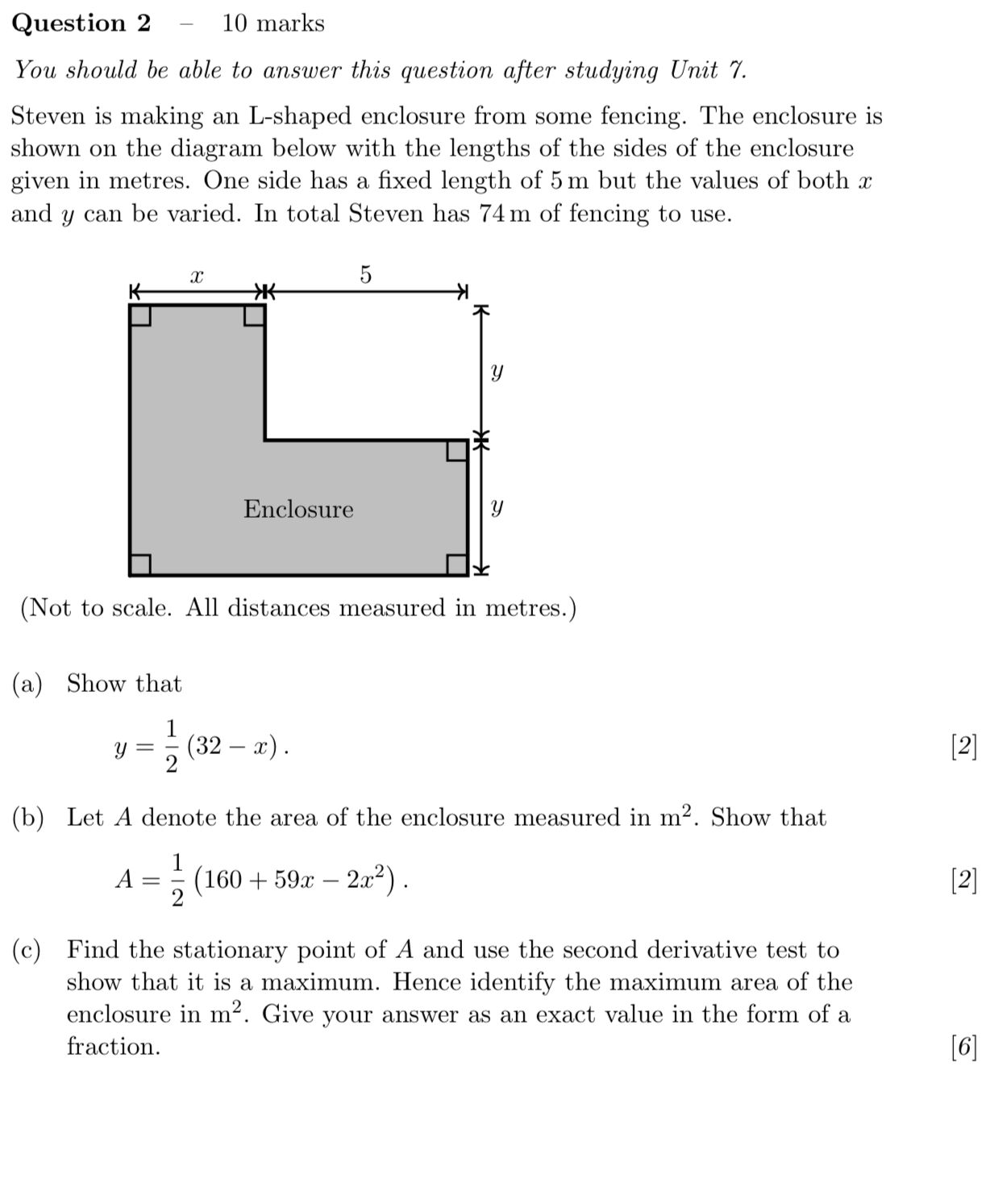 Question 2 10 marks You should be able to