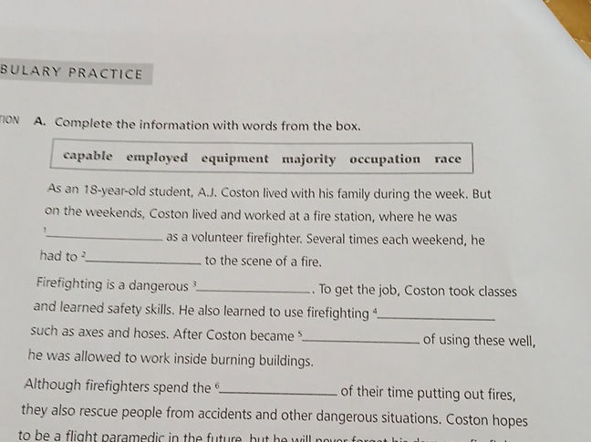 Complete the information with words from the | StudyX