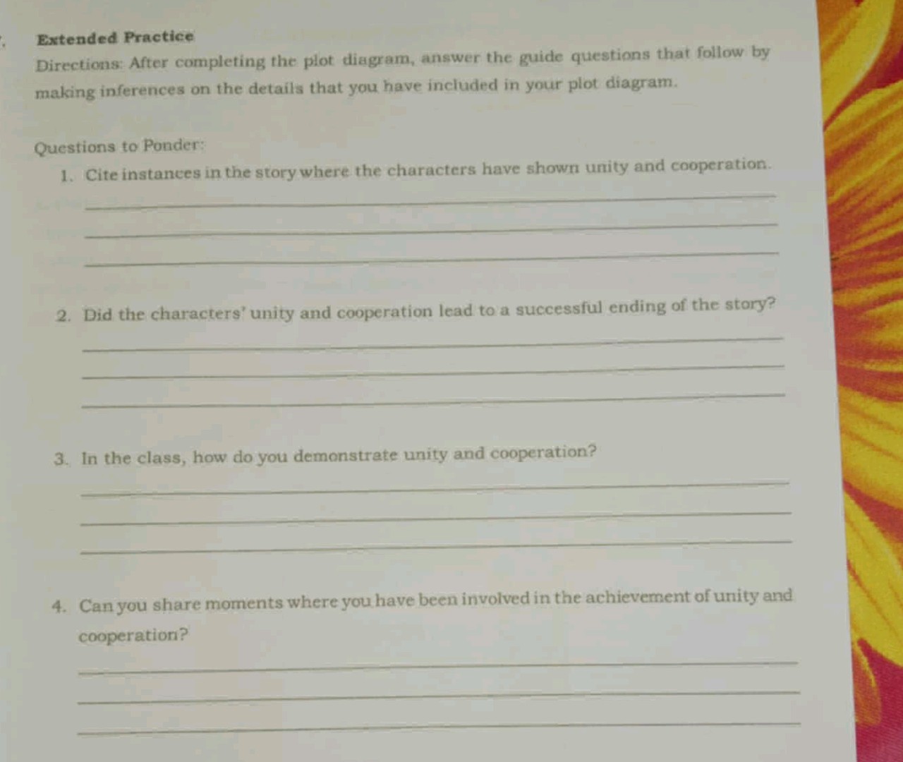 Directions: After completing the plot | StudyX
